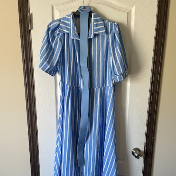 Temu | Striped Bltd Shirt Maxi Dress | Light Blue/White | Size XL/12 | Worn Once - Picture 5 of 8